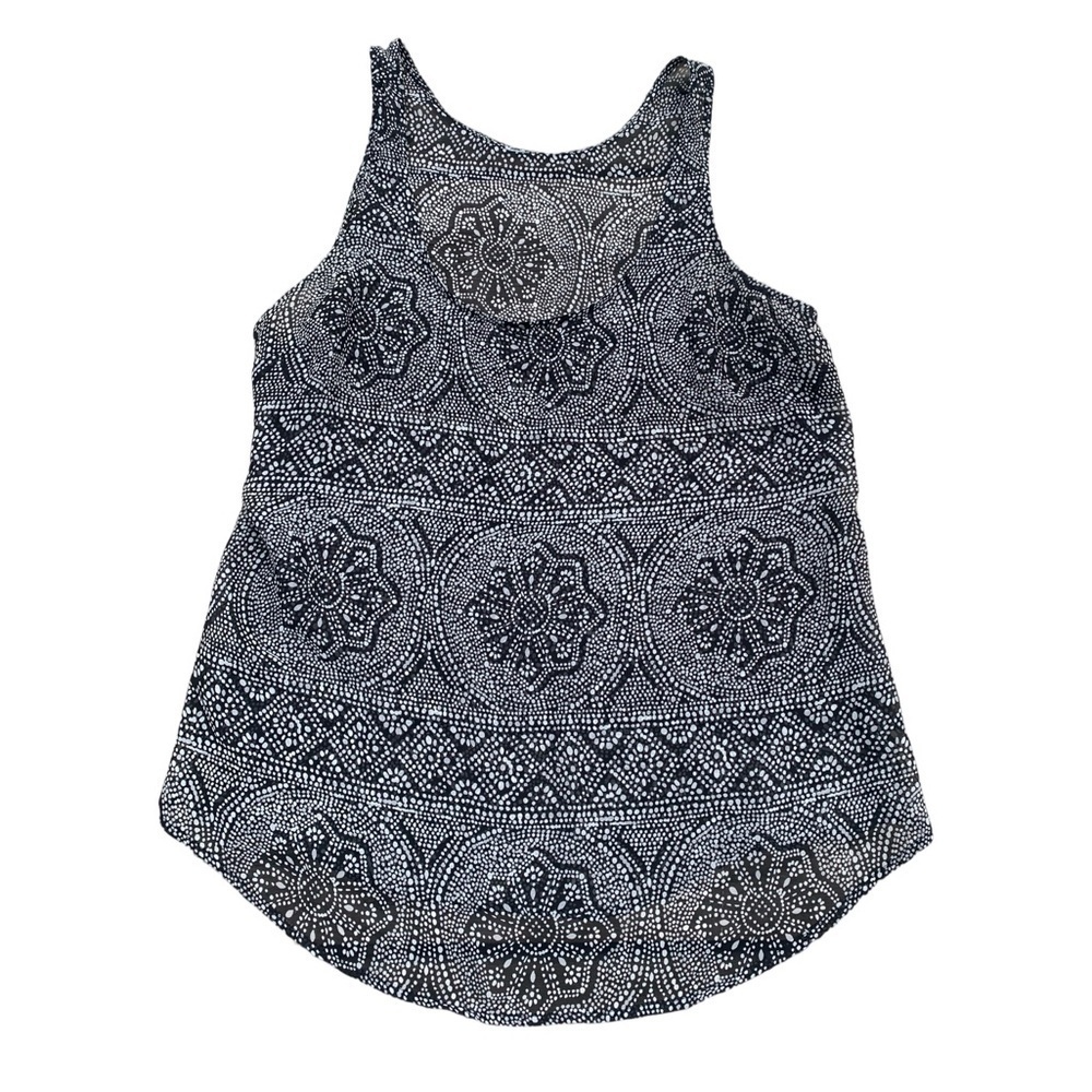 💛 Old Navy Black & White Geometric Print Sleeveless Tank Top - Flowy Blouse M/L